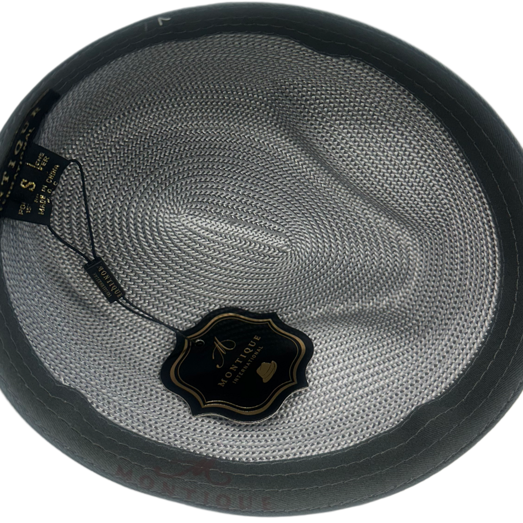 Montique Two-Tone Straw Hat – Feather Detail Edition