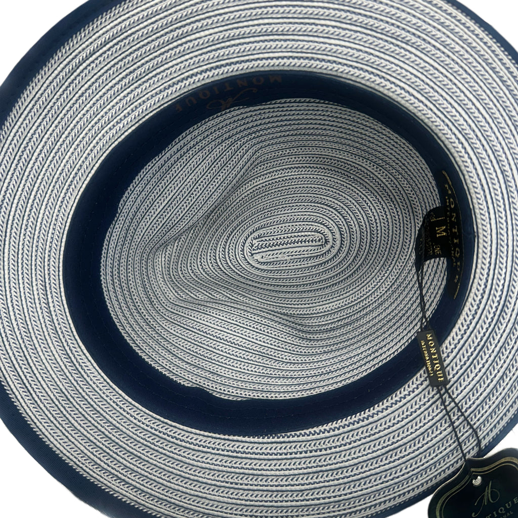 Royal Blue & White Striped Fedora Hat