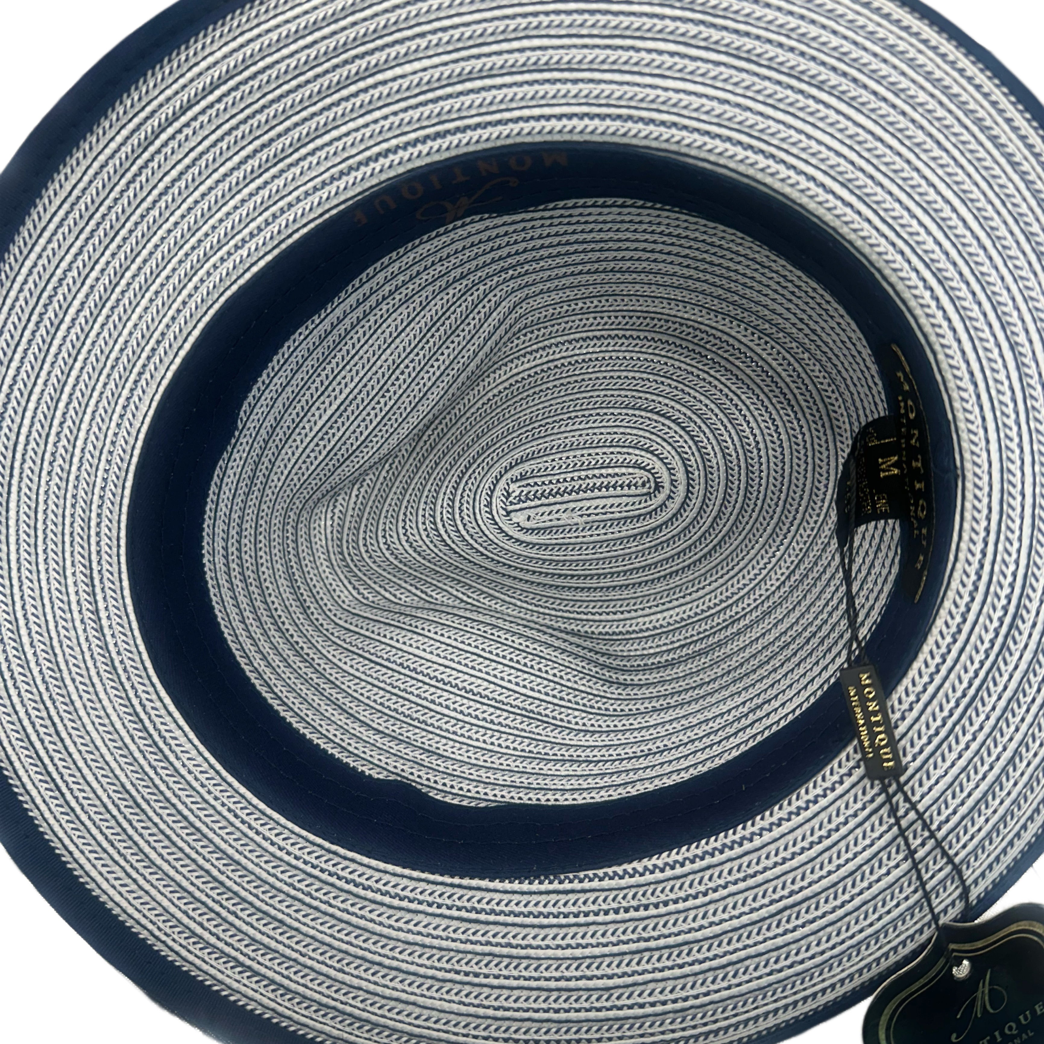 Royal Blue & White Striped Fedora Hat